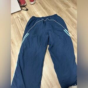 Dark Blue Track Pants with Light Blue Stripes
